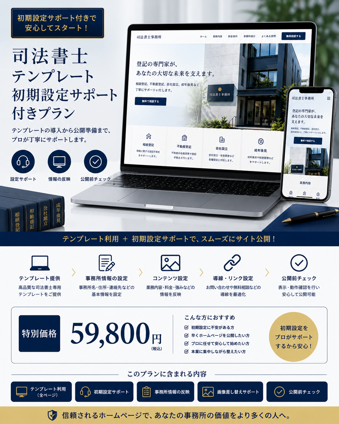 司法書士ホームページテンプレート｜初期設定サポート付きプラン